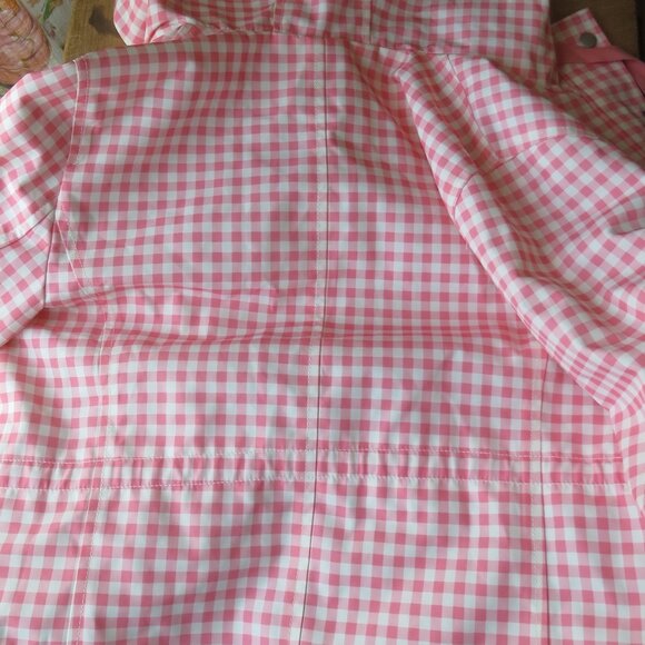 Talbots Pink Gingham Jacket with Hood Size Large Petite Raincoat - Picture 8 of 8